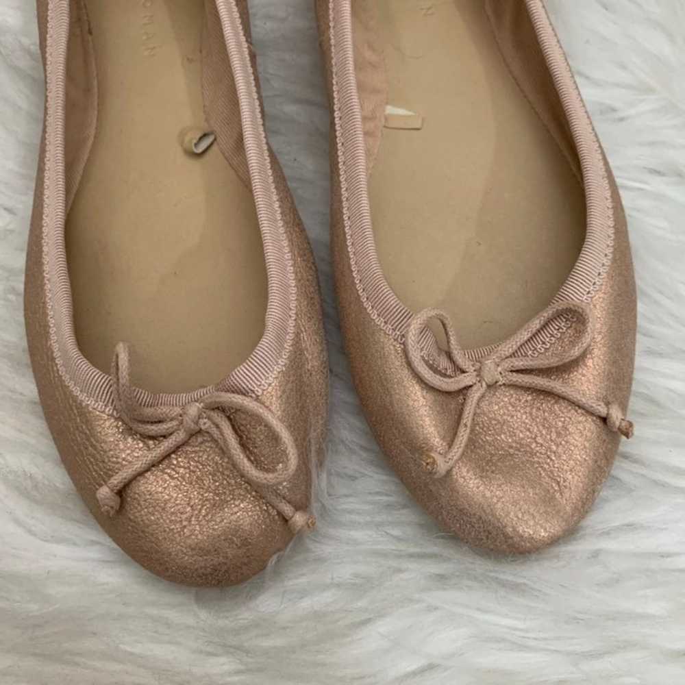 Zara Leather Metallic Pink Ballet Flats - image 8