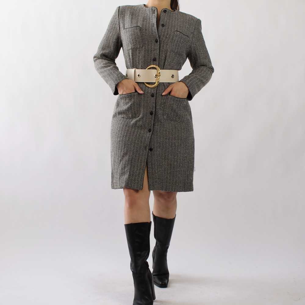 Vintage Speckled Grey Tailored Dress - image 3