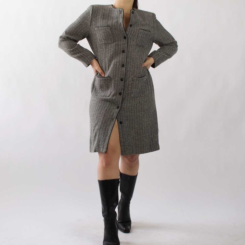 Vintage Speckled Grey Tailored Dress - image 6