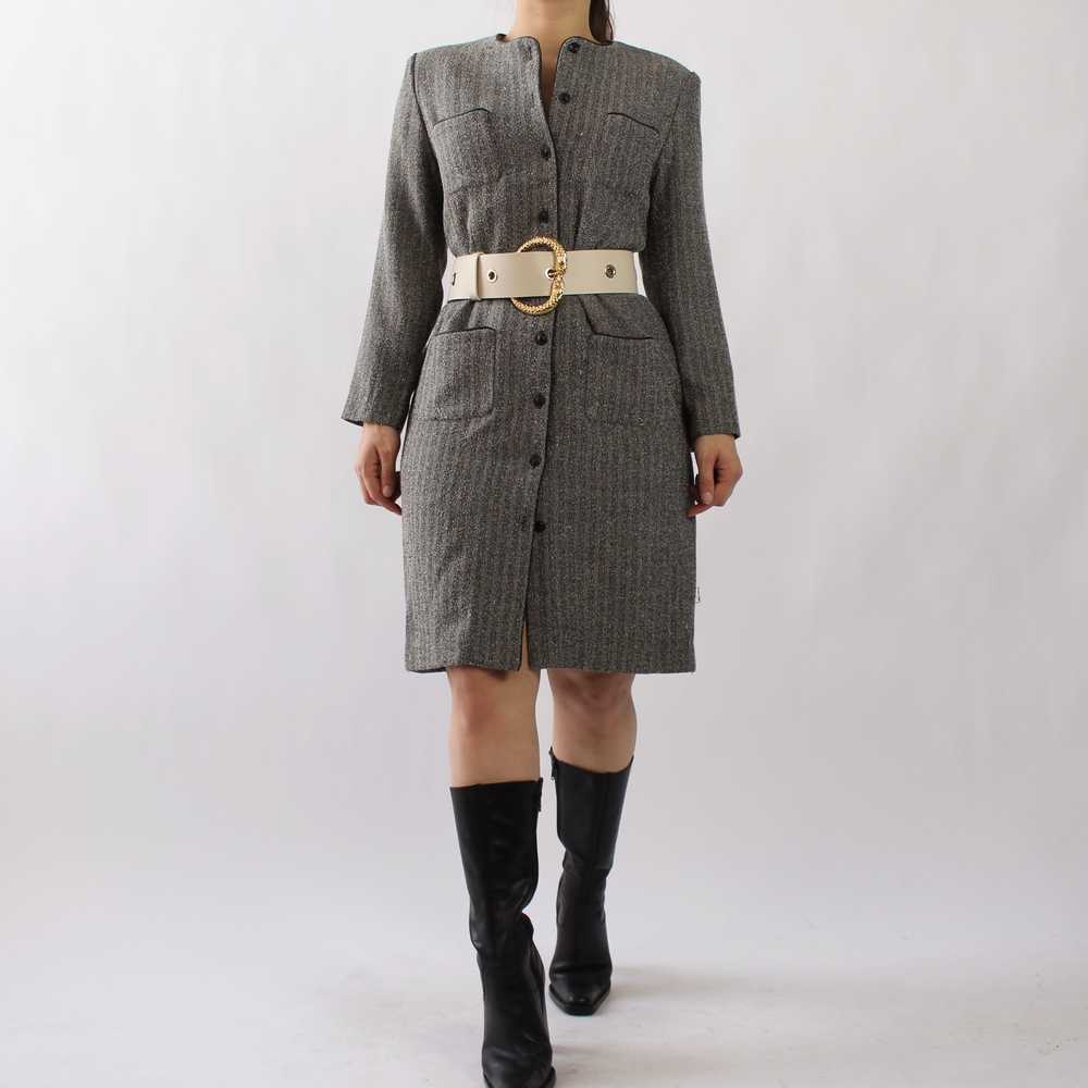 Vintage Speckled Grey Tailored Dress - image 7