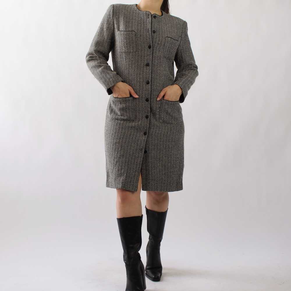 Vintage Speckled Grey Tailored Dress - image 9