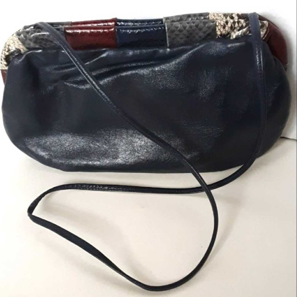 Vintage Women Leather Dark Clutches Shoulder Bag - image 1