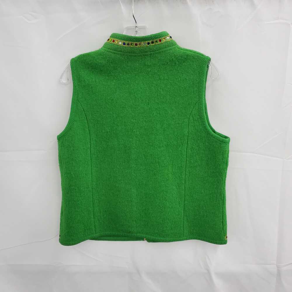 Lisa International Green Boiled Wool Full Zip Ves… - image 2