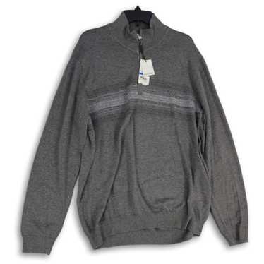 Calvin Klein NWT Mens Gray Knitted 1/4 Zip Mock N… - image 1