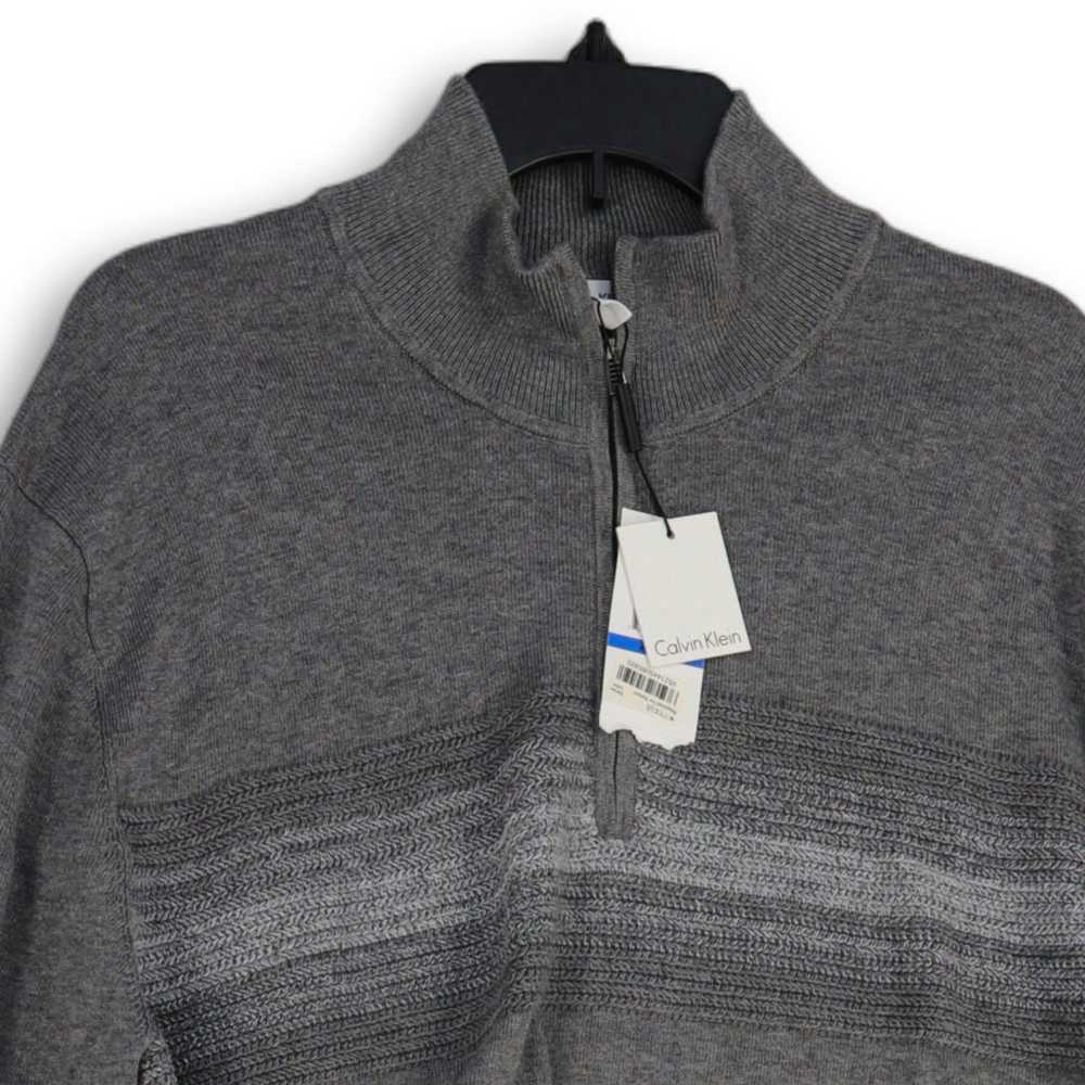 Calvin Klein NWT Mens Gray Knitted 1/4 Zip Mock N… - image 3