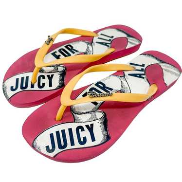 Juicy Couture Pink and Yellow Flip Flops, EUC, Si… - image 1