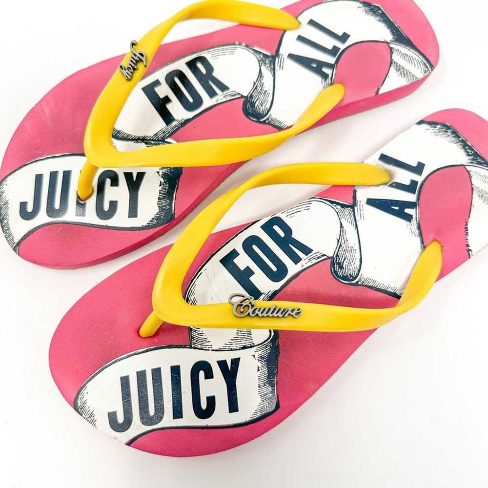 Juicy Couture Pink and Yellow Flip Flops, EUC, Si… - image 2