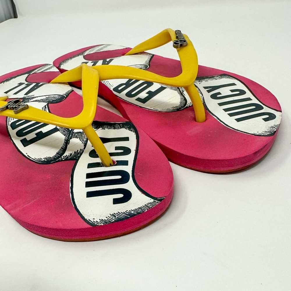 Juicy Couture Pink and Yellow Flip Flops, EUC, Si… - image 4