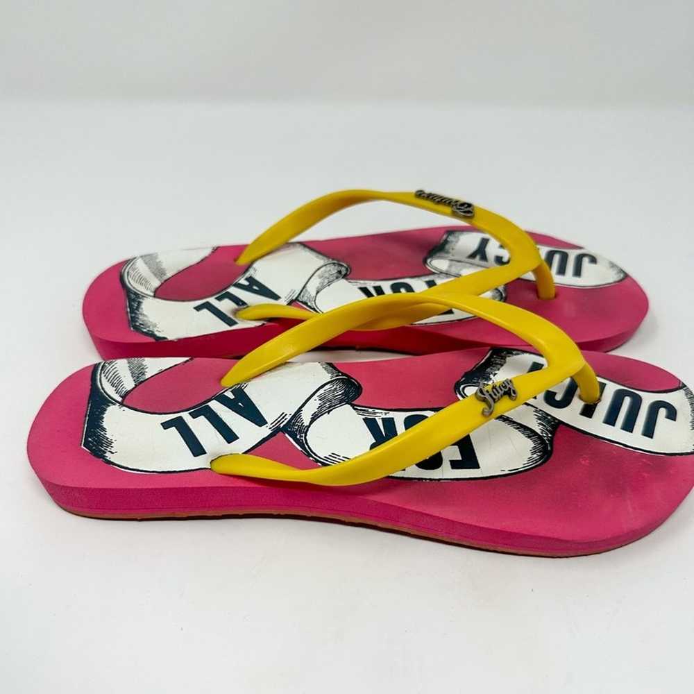 Juicy Couture Pink and Yellow Flip Flops, EUC, Si… - image 5