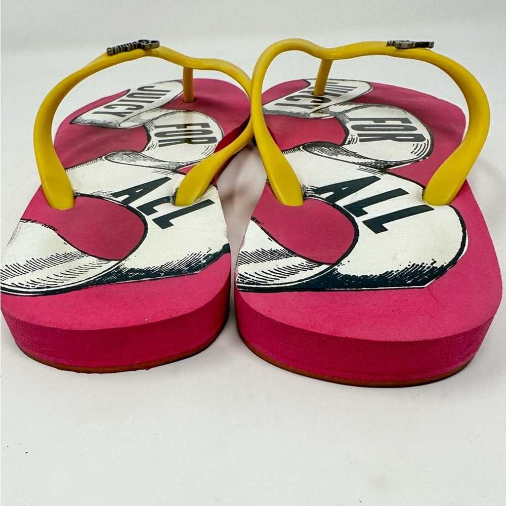 Juicy Couture Pink and Yellow Flip Flops, EUC, Si… - image 6