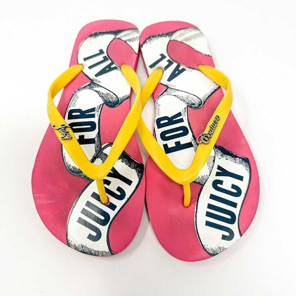 Juicy Couture Pink and Yellow Flip Flops, EUC, Si… - image 7