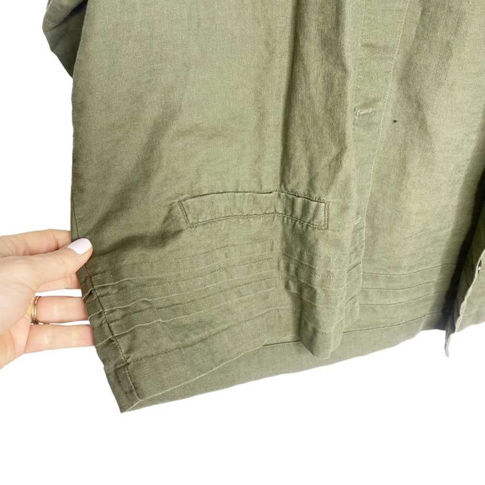 Vintage linen shirt shacket lightweight olive gre… - image 3