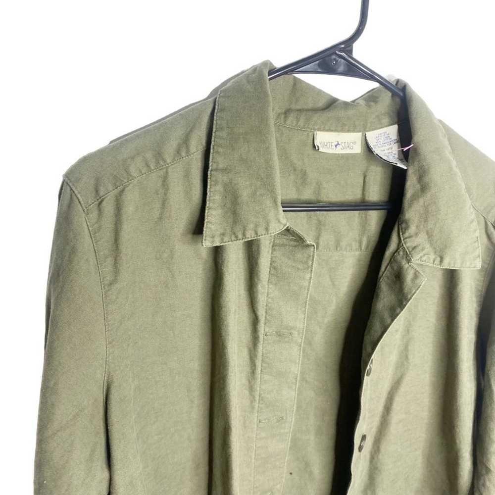 Vintage linen shirt shacket lightweight olive gre… - image 4