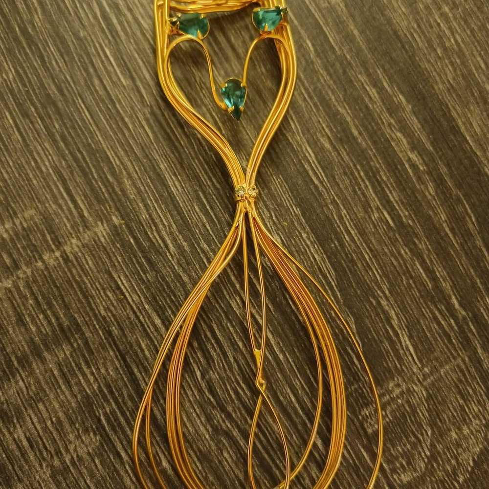 Vintage Gold plated wire bent Cat pendent - image 1