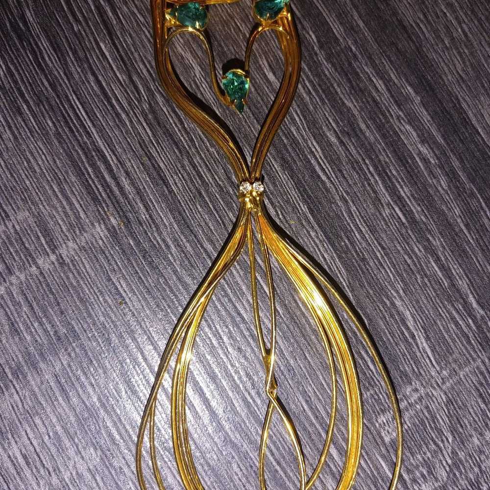 Vintage Gold plated wire bent Cat pendent - image 2