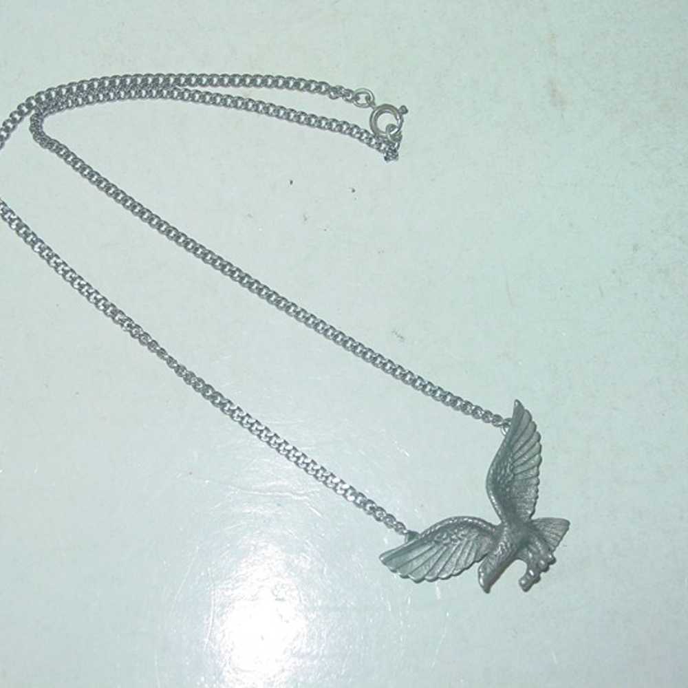 Vintage Pewter Flying Eagle Necklace - image 1