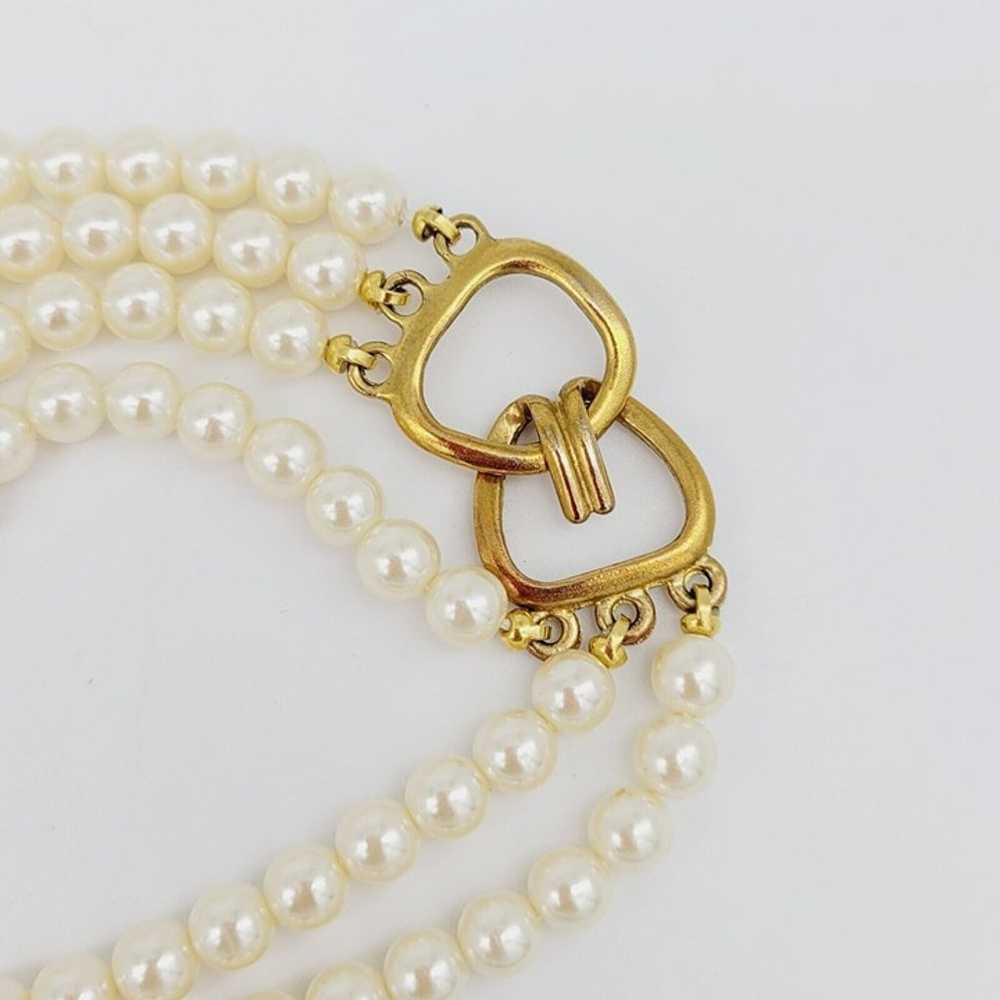 Classic Vintage Faux Pearl Choker Necklace Triple… - image 5