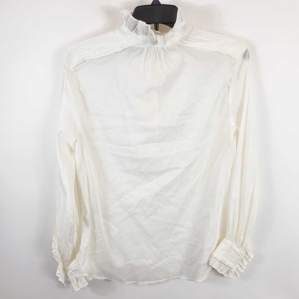 Zara Women White Ruffle Lace Button Up Shirt XS N… - image 2