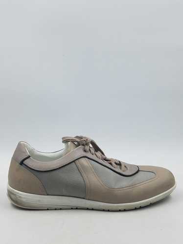 Canali Taupe Gray Leather Trim Sneaker M 10 - image 1