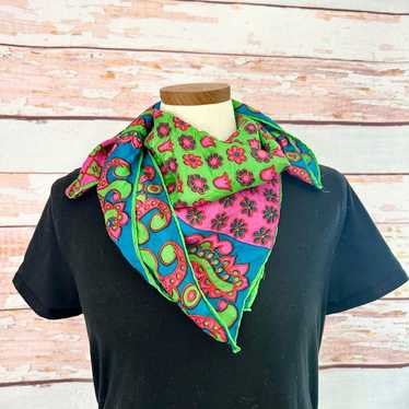 Vintage bright colorful paisley scarf