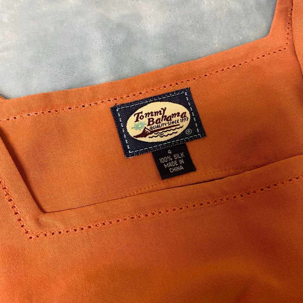 Vintage Tommy Bahama 100% Silk Sheath Dress Apric… - image 3