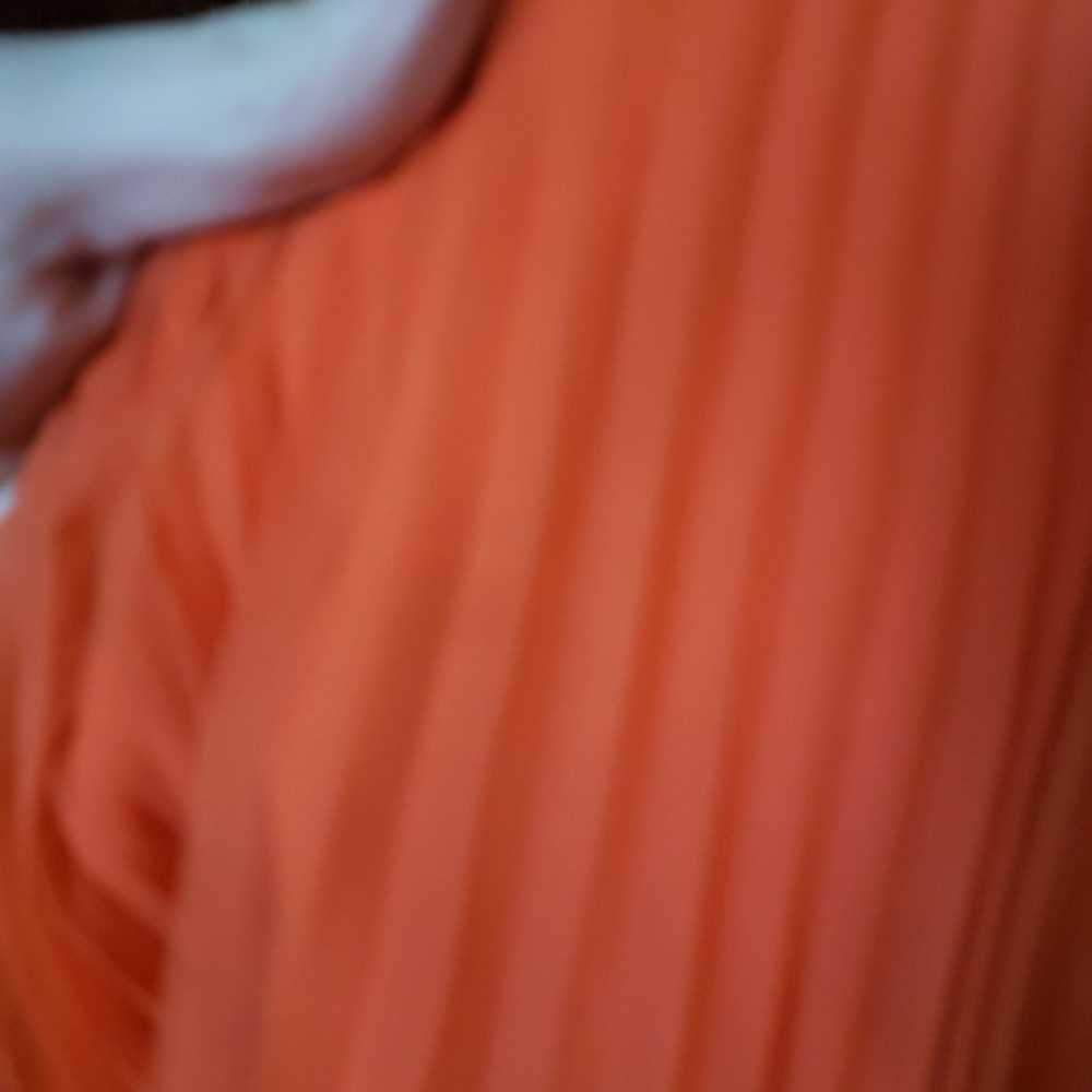 60s Orange Pleated Trapeze Dress - image 9