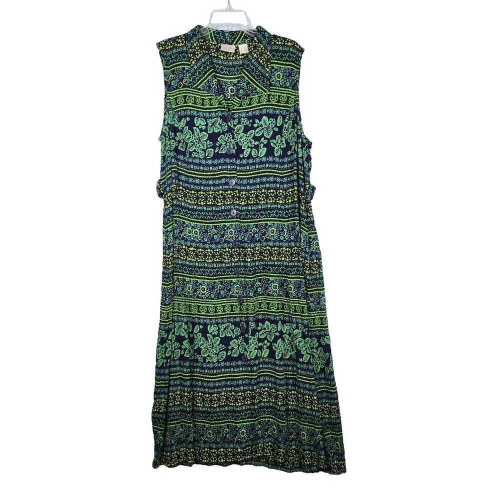 Vtg 90s Y2K Erika Dress Rayon Maxi Button Front F… - image 1