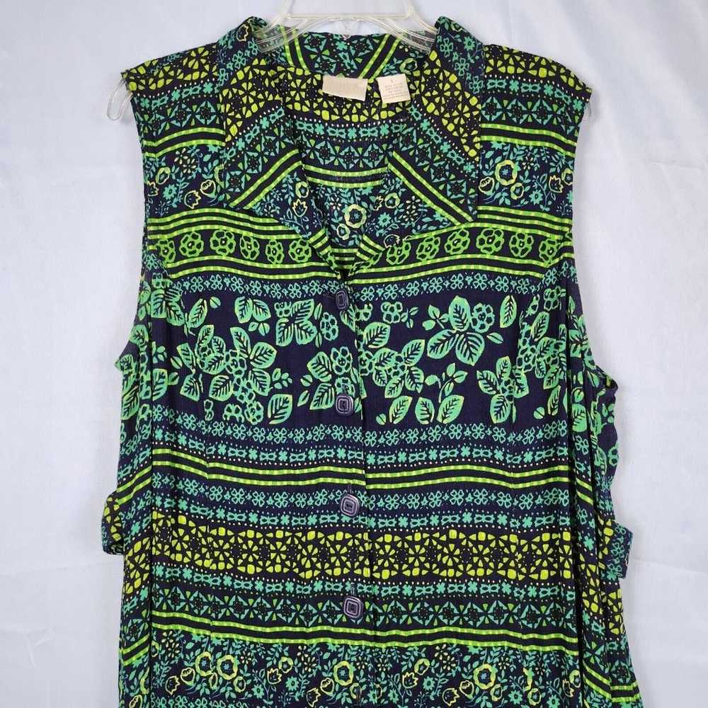 Vtg 90s Y2K Erika Dress Rayon Maxi Button Front F… - image 3