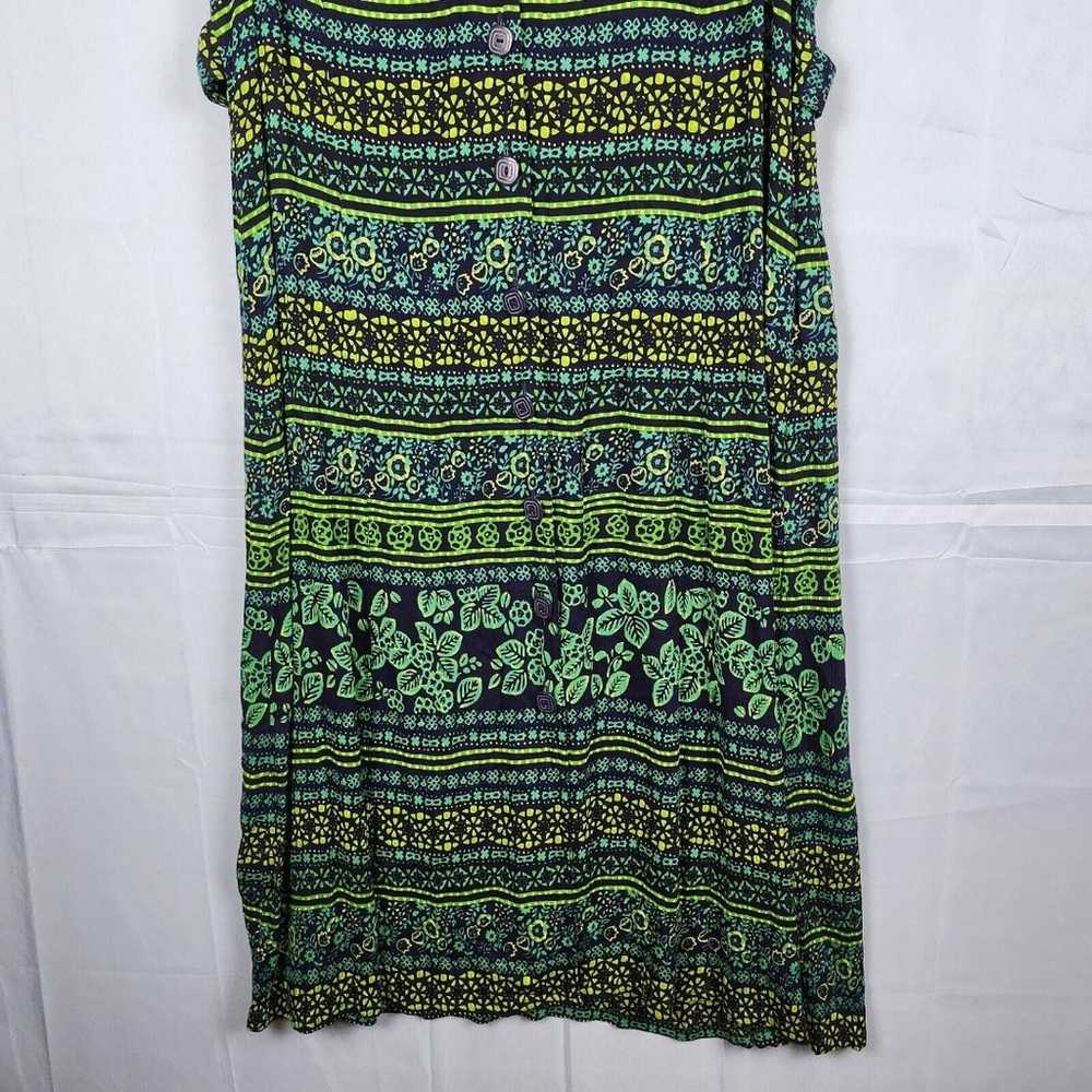 Vtg 90s Y2K Erika Dress Rayon Maxi Button Front F… - image 4