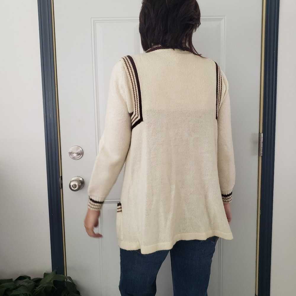 70s Cream and Brown Turtleneck Sweater and Vest S… - image 3
