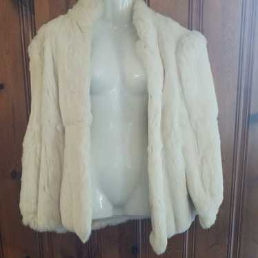 Vintage white natural rabbit fur coat from 1950s … - image 1