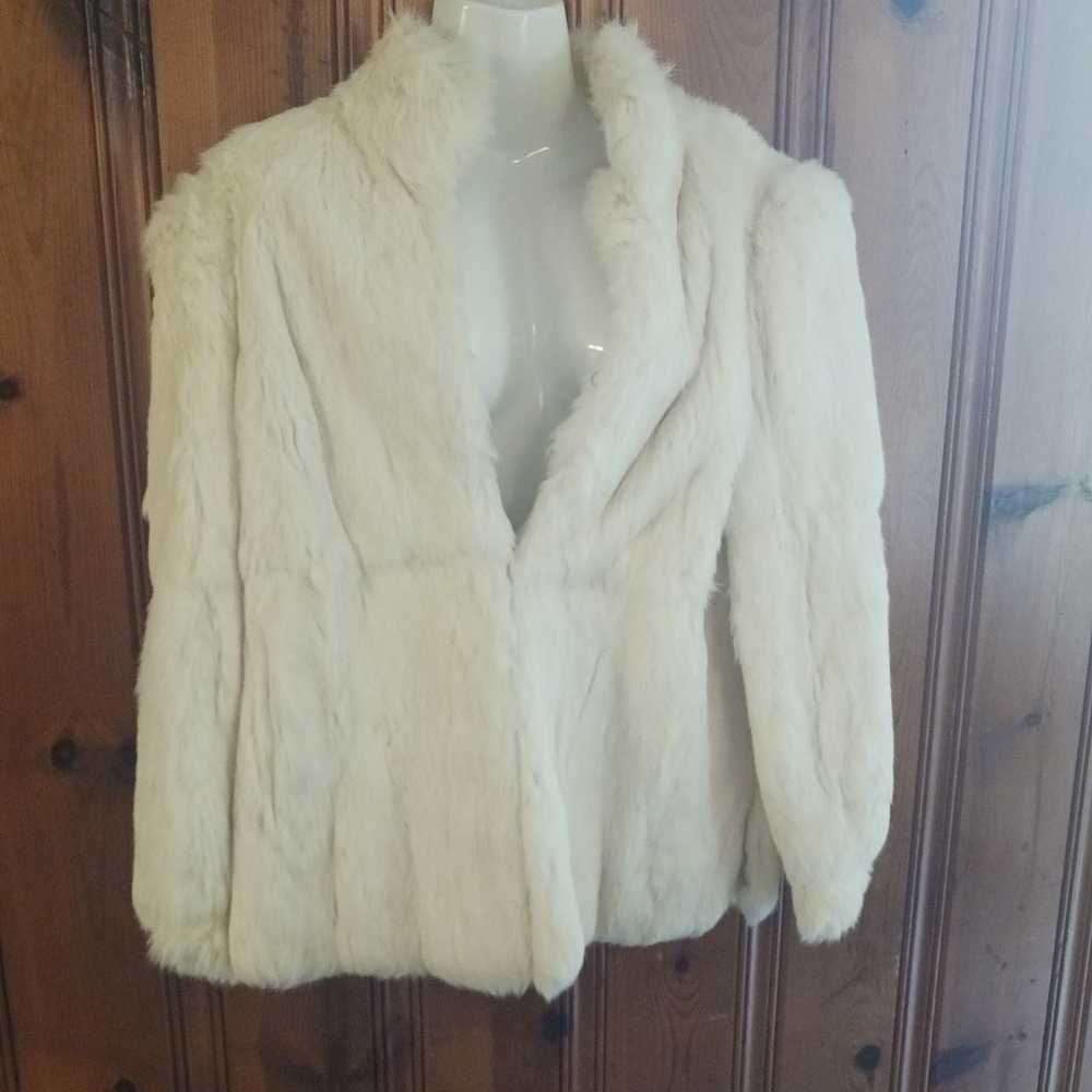 Vintage white natural rabbit fur coat from 1950s … - image 2