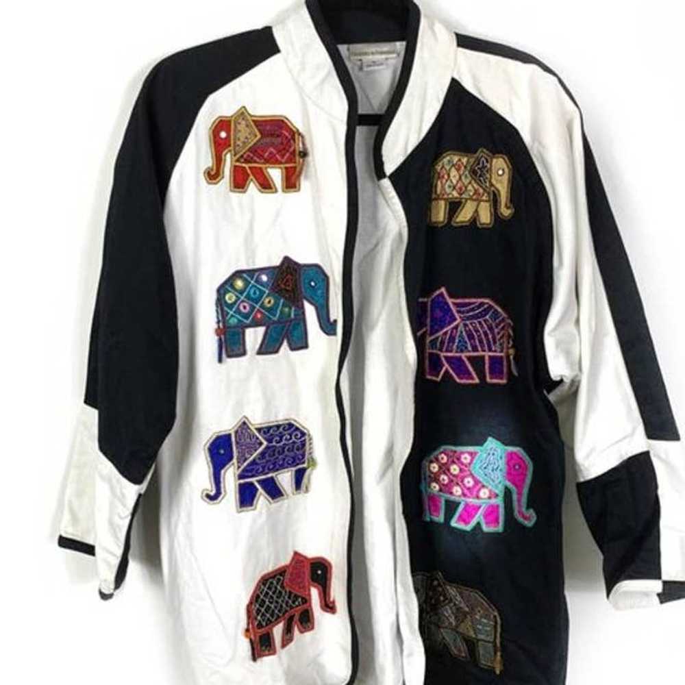 Vintage Drapers & Damons XL Elephant Embroidered … - image 3