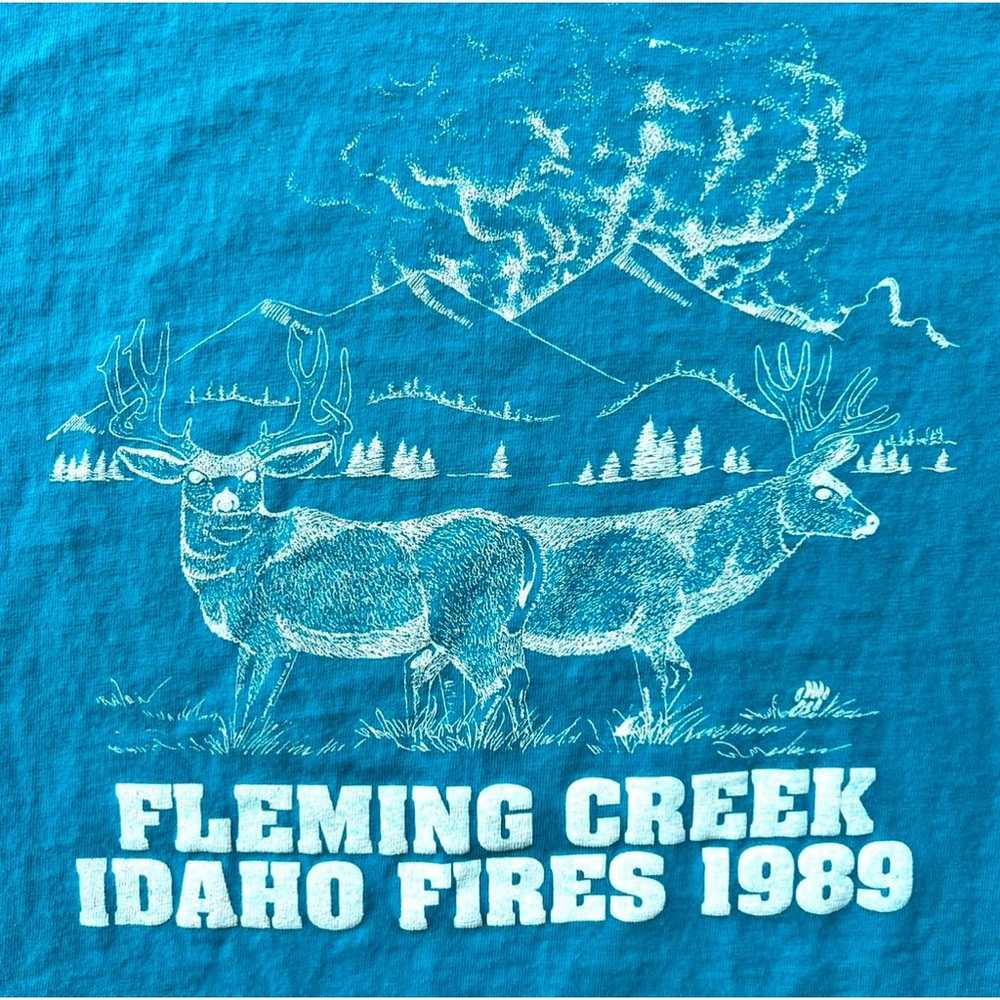 Vintage 80s Fleming Creek Idaho Fires 1989 Shirt … - image 3