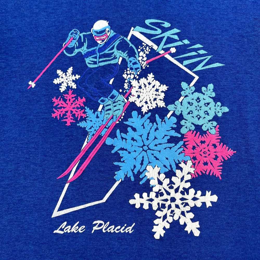 Vintage Ski T-Shirt Adult Small Blue Lake Placid … - image 2