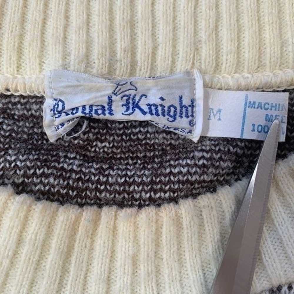 Vintage Royal Knight Sweater Cream Snowflake Rein… - image 5