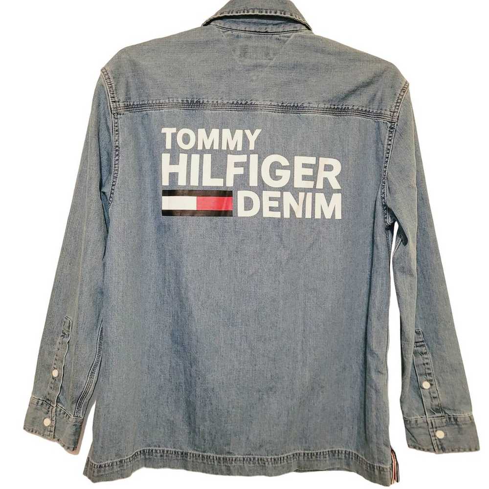 Vintage Tommy Hilfiger denim full zip large back … - image 1