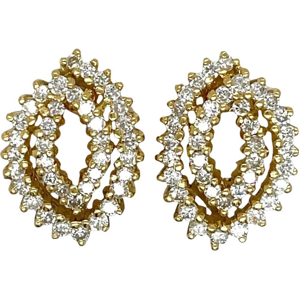 18K Yellow Gold Diamond Earring - image 1