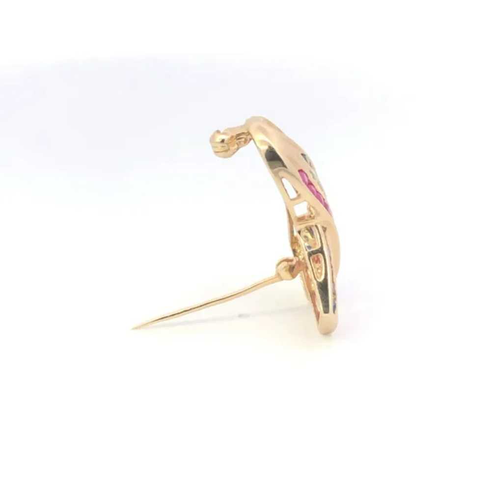 14K Ruby Sapphire Diamond Remembrance Ribbon Pin/… - image 4