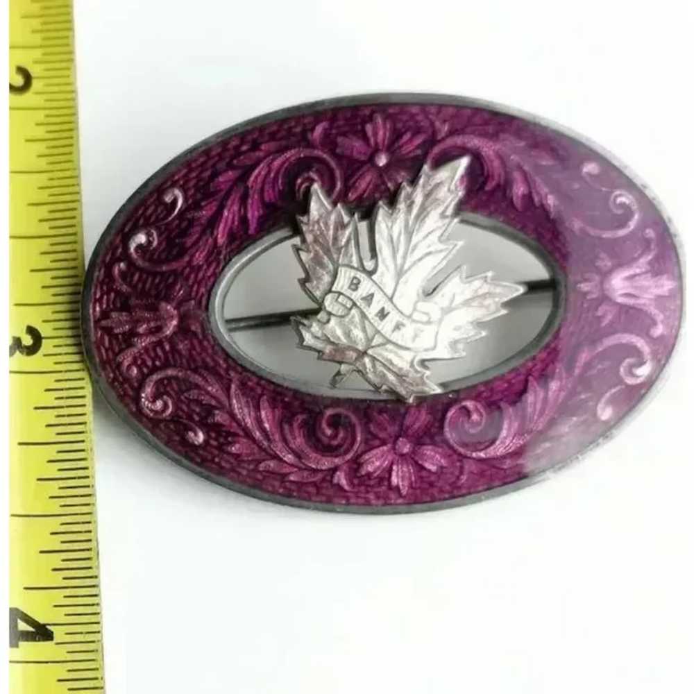 Antique Purple Guilloche Enamel Sterling Silver B… - image 2