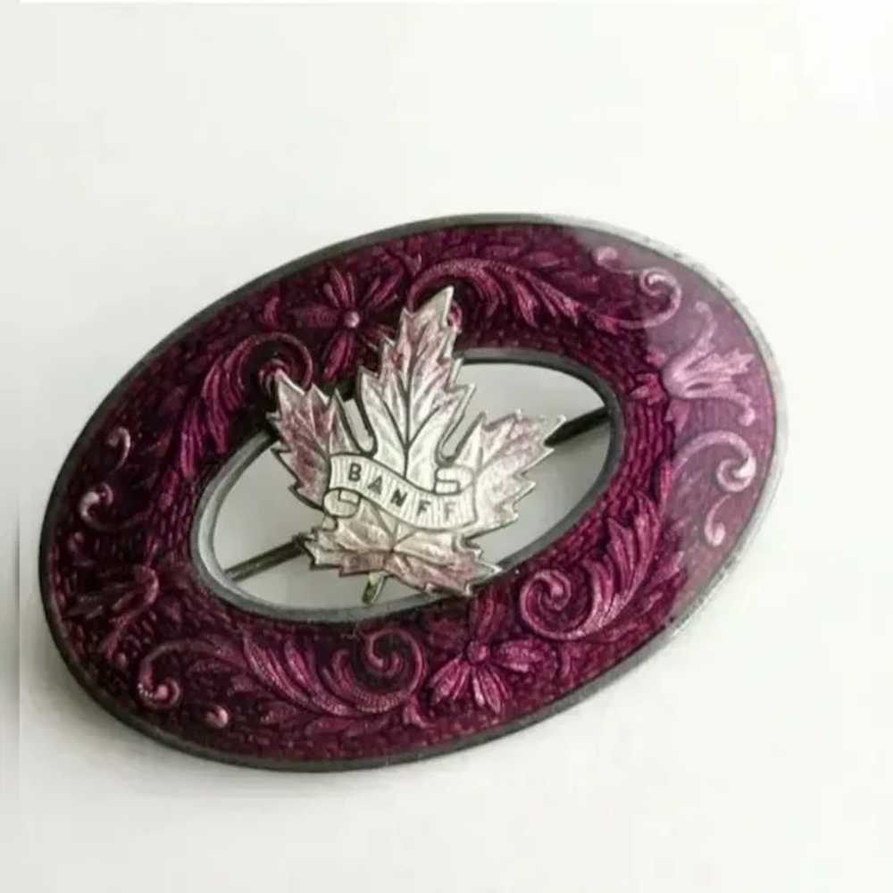 Antique Purple Guilloche Enamel Sterling Silver B… - image 3