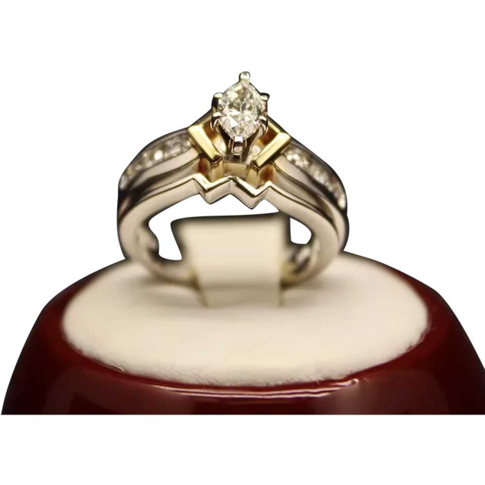 Vintage .60 CTTW Marquise Diamond Engagement Set … - image 1