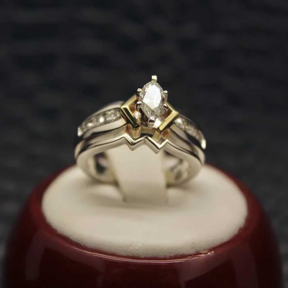 Vintage .60 CTTW Marquise Diamond Engagement Set … - image 8