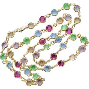 Exquisite Swarovski Necklace Bezel Set Cut Pastel… - image 1