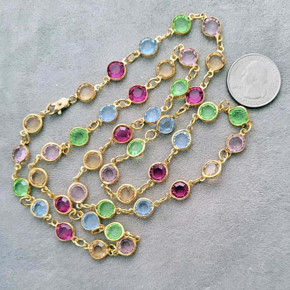 Exquisite Swarovski Necklace Bezel Set Cut Pastel… - image 2