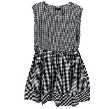 MADEWELL Gingham Check Mini Dress Black White Tie… - image 1