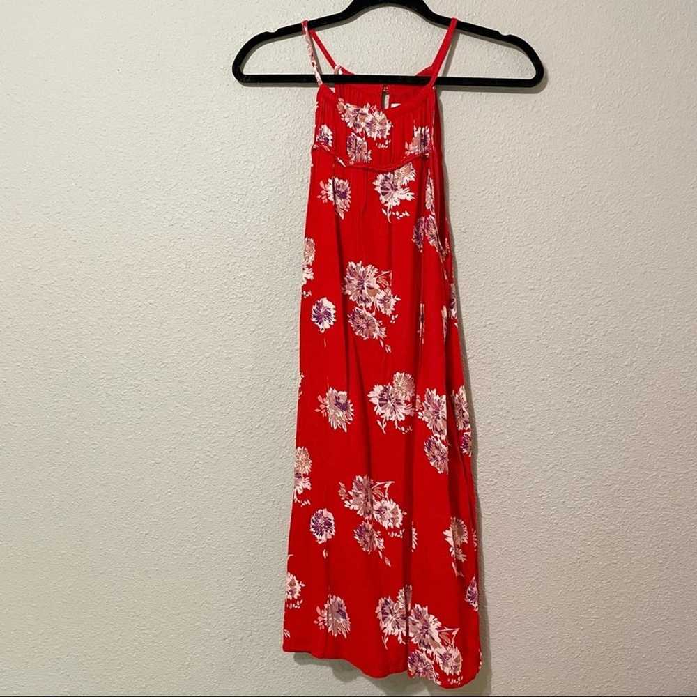 Lucky Brand Red Floral Halter Sleeveless Mini Sum… - image 1