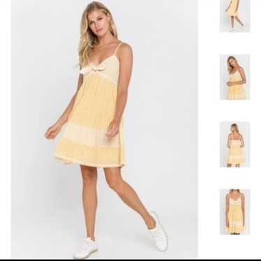 English Factory Gingham Stripe Babydoll Dress Mini