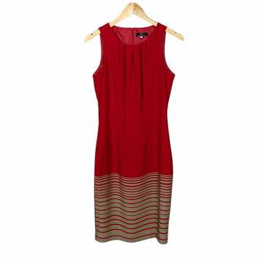 Moncho Heredia Designer Red Tan Striped Sleeveles… - image 1