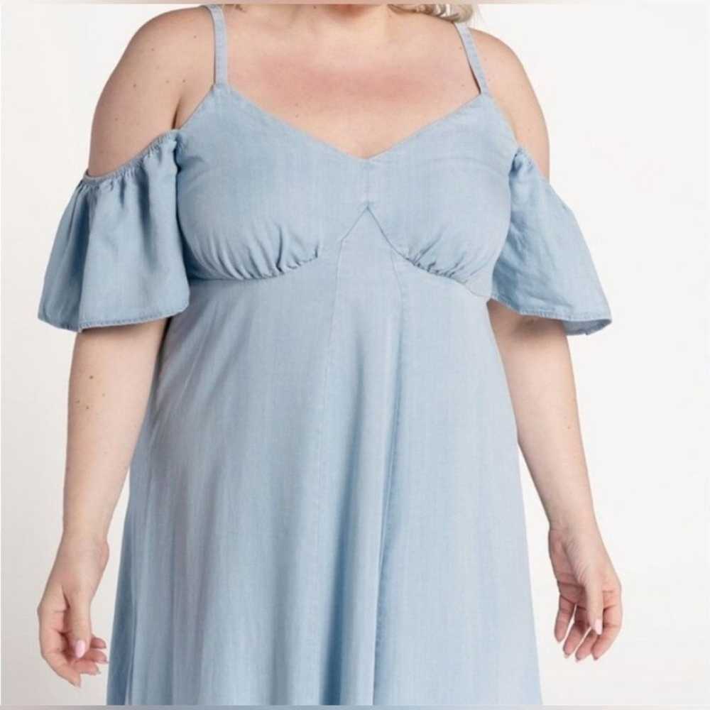 Eloquii Chambray Cold Shoulder Midi Dress Size 16… - image 2